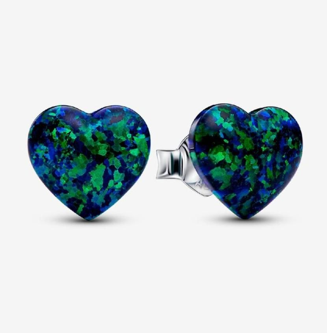 Clous d&#039;Oreilles Cœur Vert Opalescent
Argent 925/1000e