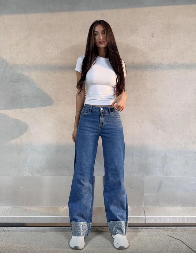 Jeans met glitter omslag