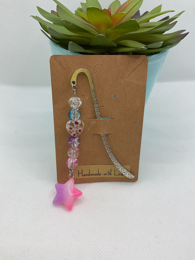 Handmade kids  bookmark. Beautiful silver colour beaded bookmarks. 