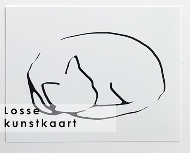 Losse kaart met envelop wit - slapende kat