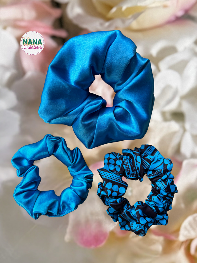 Trio de Chouchous – Ciel (Satin & Wax) – Fait main