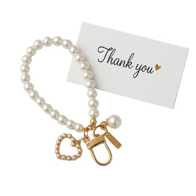 Eleganter Damen-Schlüsselanhänger mit Herzen und Kunstperlen – Stilvolles Accessoire & Geschenkidee