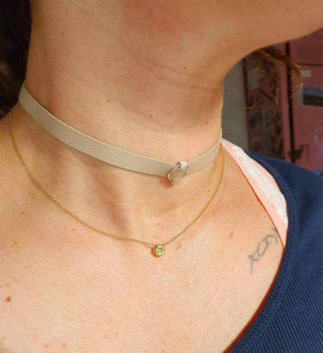 Colliet Anel En Cuir Nude