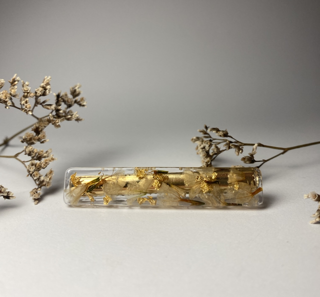 Barrette simple Limoniums blanc 