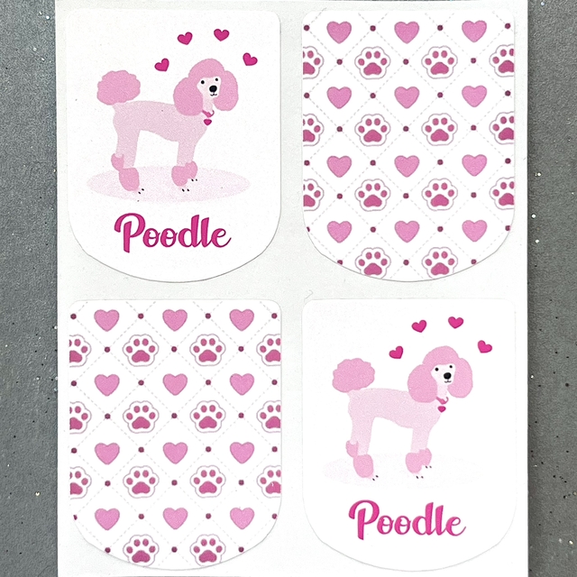 Poodle Dog Stickers (Set of 4) Pink