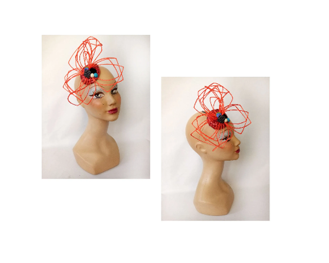 Petit chapeau mariage bibi cérémonie pop orange