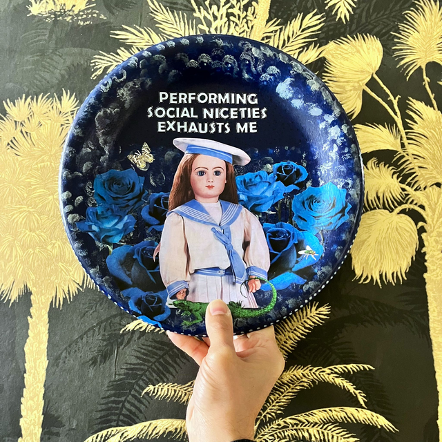"Performing Social Niceties Exhausts Me" Midnight Blue Art Plate - House of Frisson