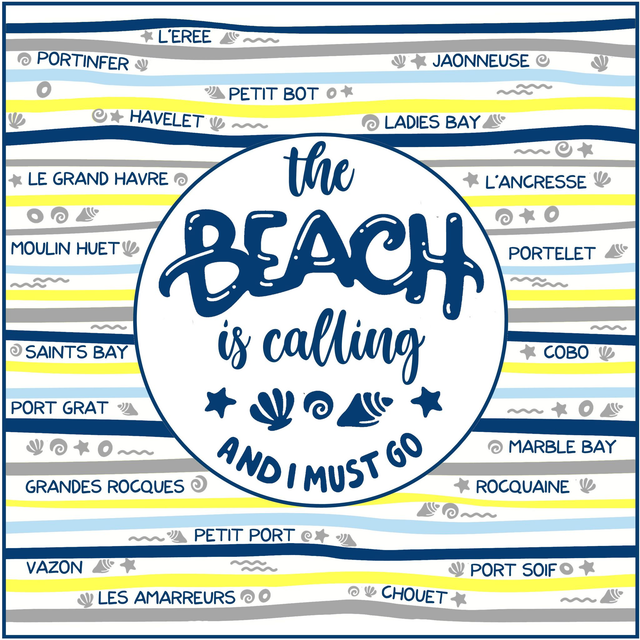 X01 PRINTS - BEACH IS CALLING [NAVY YELLOW] PRINT 30cm x 30cm