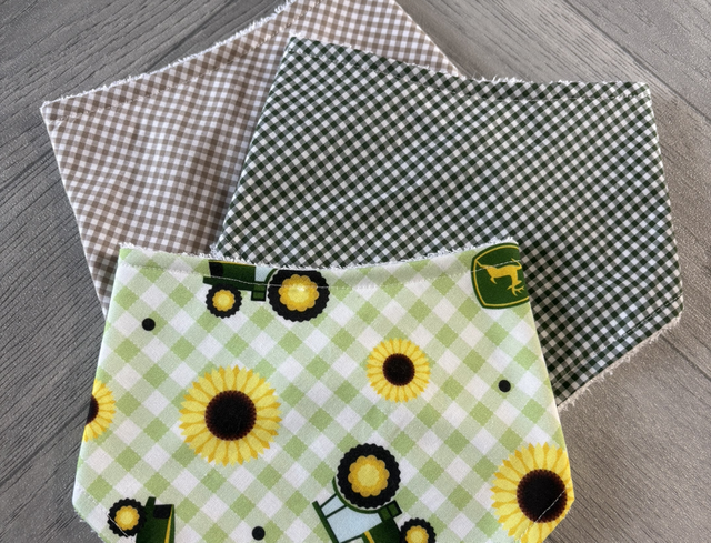 Three Pack John Deere & Gingham Bamboo Bibs 