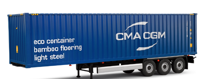 Container 40 FT Trailer Solido 1:24 CMA CGM