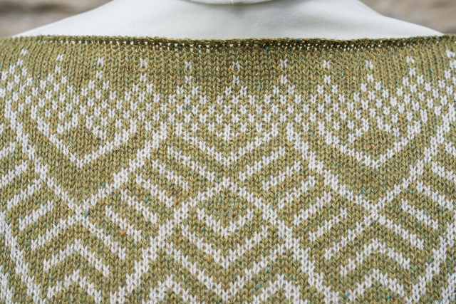 Ripples Tunic Green and Natural. Women's Merino and Silk Top. Boho Knits. Loose fit top.