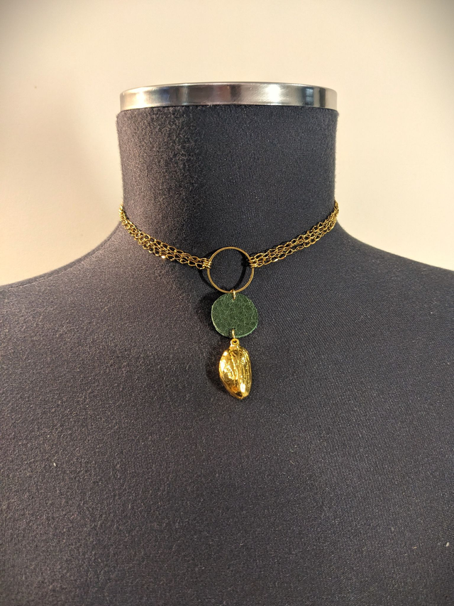 L'Amelo - Ras du Cou Amande Or 24k, Cuir