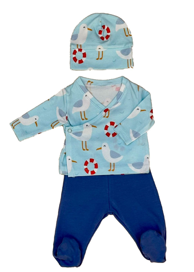 Ajuar Algodón Orgánico con Estampado de Gaviotas