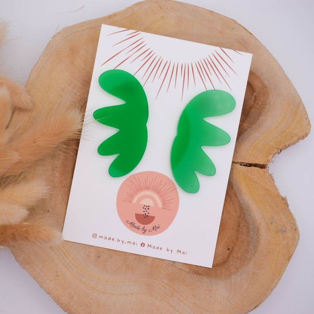 Boucles d&#039;oreilles vertes en plexi