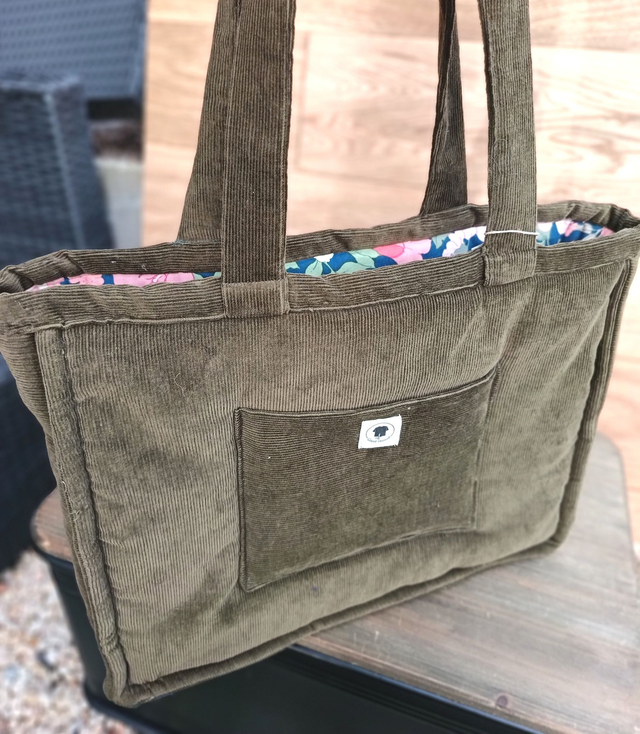 Sac cabas velours vert