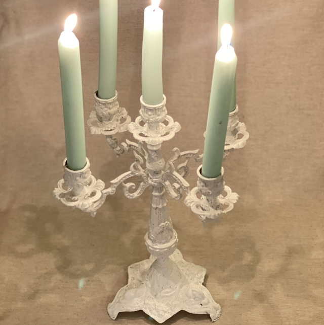 Weißer 5-armiger Kerzenhalter/Kerzenständer  True Vintage