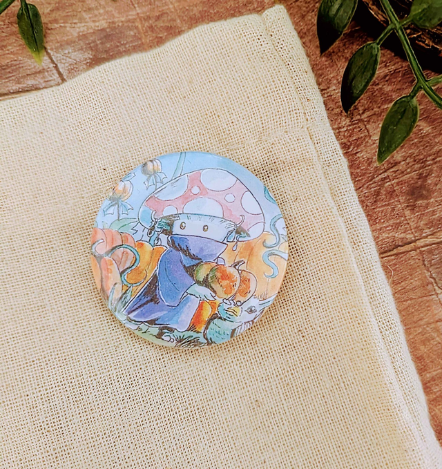 Badge "Faeline et Citrouille" - 35 mm