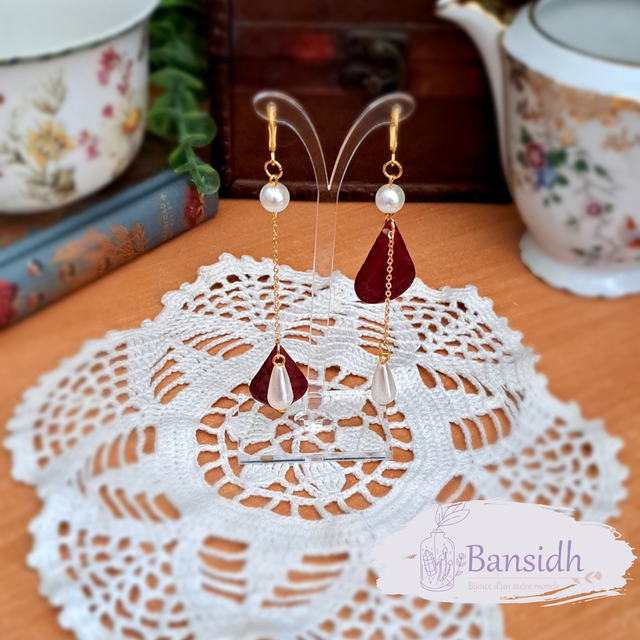 Boucles d'oreilles pétale de rose