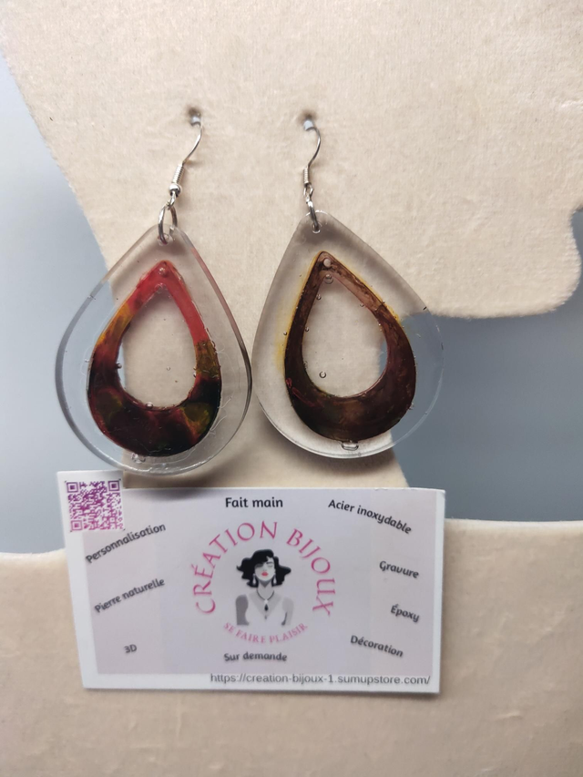 Boucle d'oreille epoxy coloré 