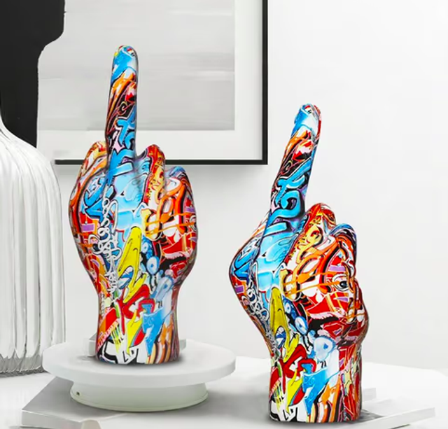 Prachtig decoratie beeldje Middelvinger Graffiti (19cm)