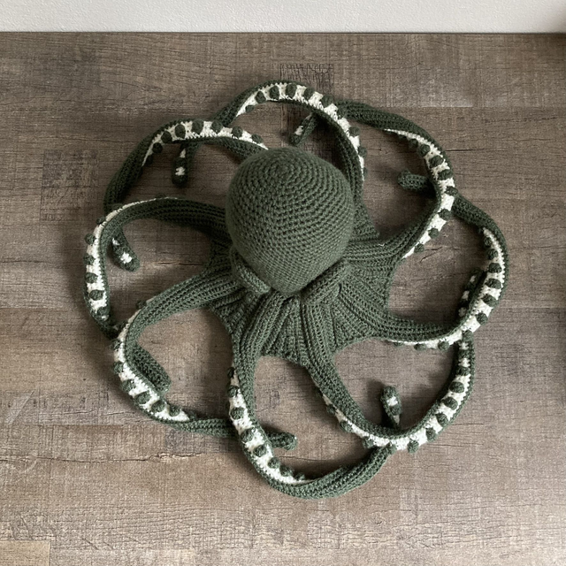 Peluche Paul le poulpe vert au crohet