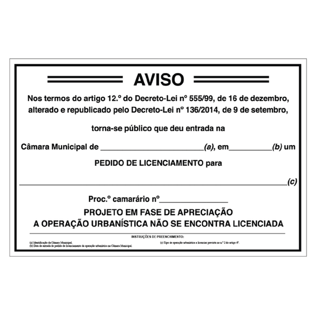 Placa Pedido de Licenciamento de Obra