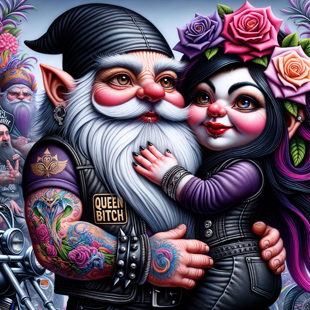 Elderly Elfish Biker Couple T-Shirt