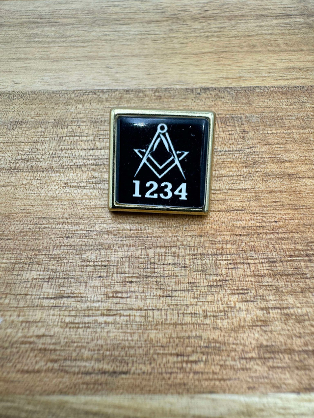 Custom Lodge Lapel Pin - Black Square