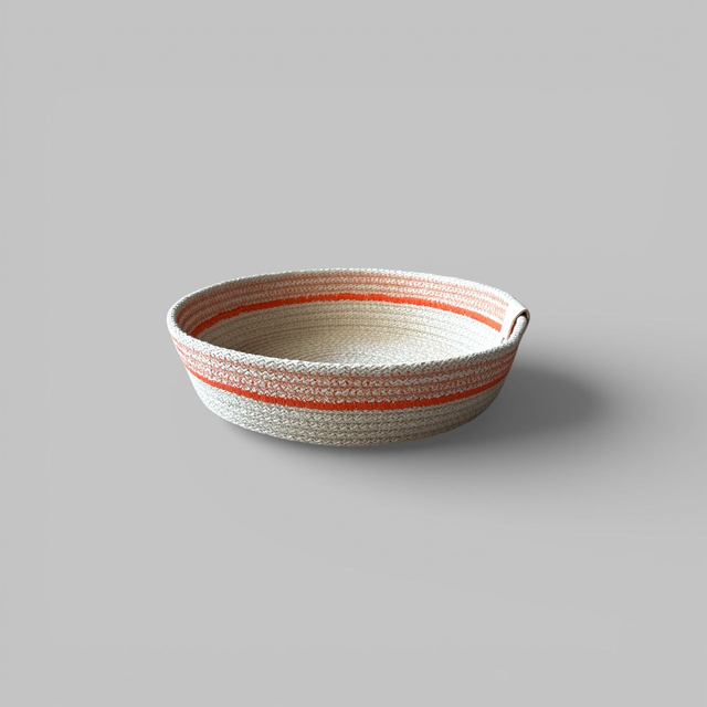 Panier / vide poche rond bi-color avec bordure zigzag