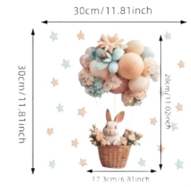 Fenster Ostereierhase Sitzend in einem Heißluftballon