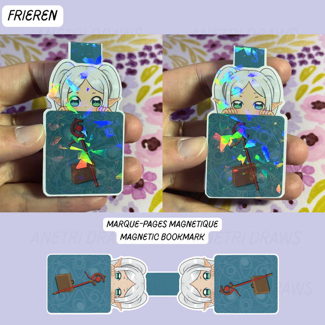 Marque-pages magnétique holographique Frieren