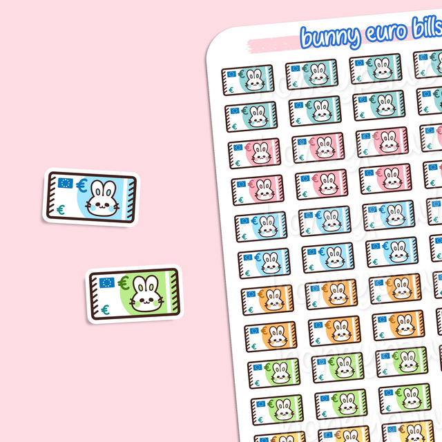 Hasen Euro-Geldscheine Sticker Sheet -ST2406