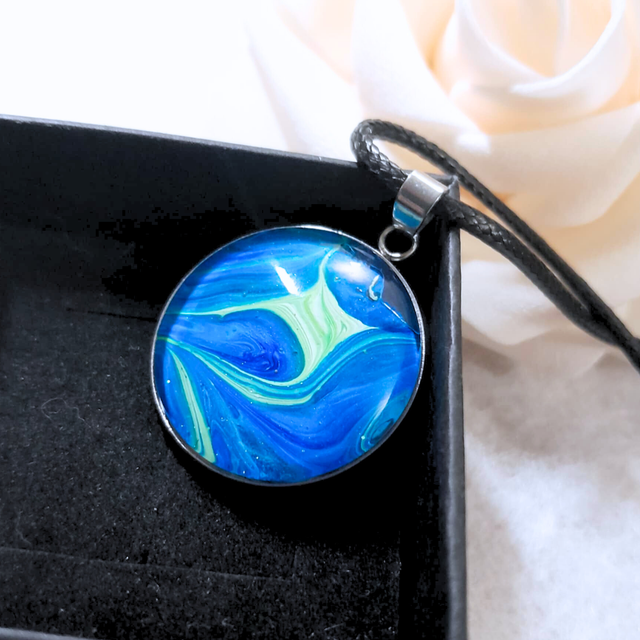 LAGON ENCHANTE - Collier - Bleu et vert - Métal argenté