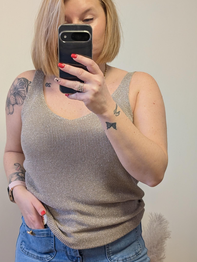 Top irisé Lou taupe 