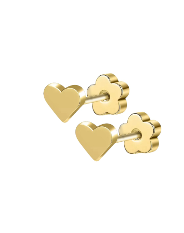 Gold Heart Mini Comfort Back Studs