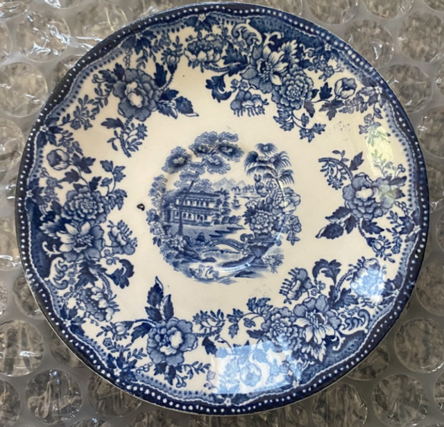 Blue and white saucer