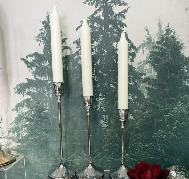 Set of 3 candle holders- sliver