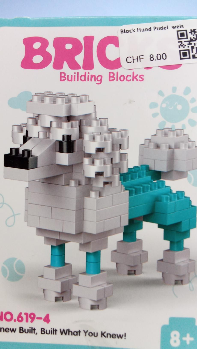 Block Hund Pudel weis