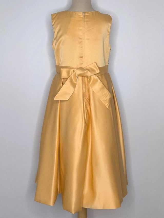 Robe mi longue en sequins et satin - Doré