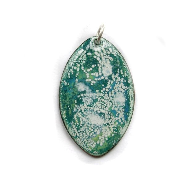 Green speckled enamel pendant - EP013