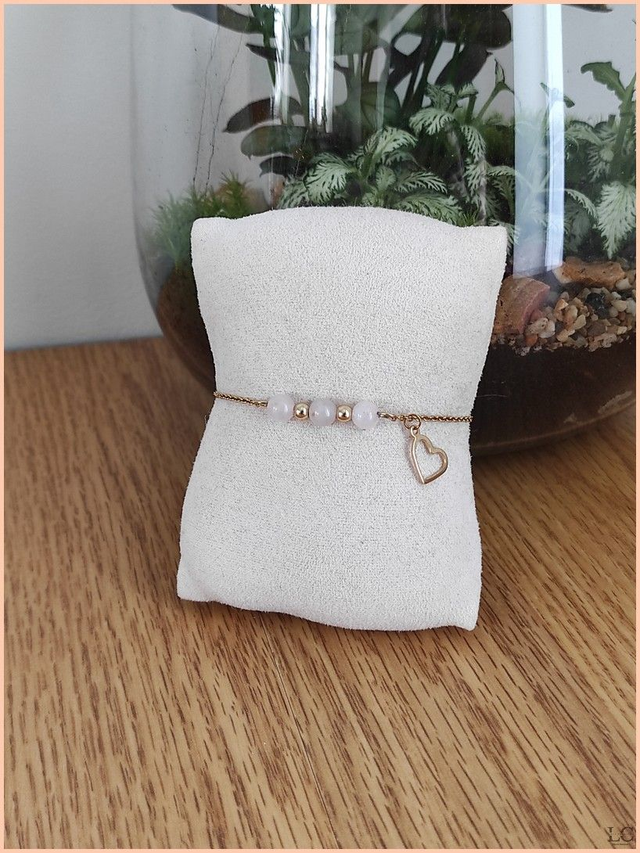 Bracelet chaîne trio - Quartz rose