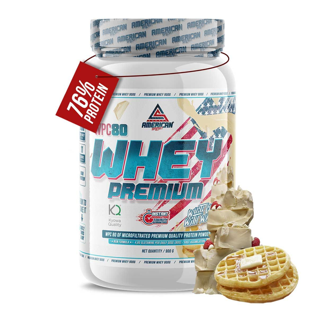 Premium Whey Protein WPC80 900 gr choc/Blanc/gofles