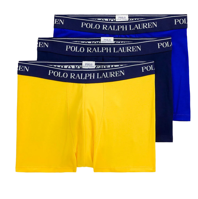 Lot de 3 Boxers Polo Ralph Lauren – Jaune / Bleu Marine / Bleu Royal – réf : 714830299152