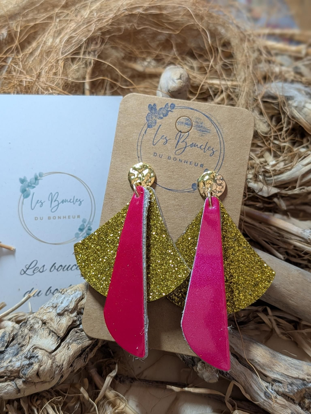 Boucles d'oreilles Georgia or et rose vernis ge029