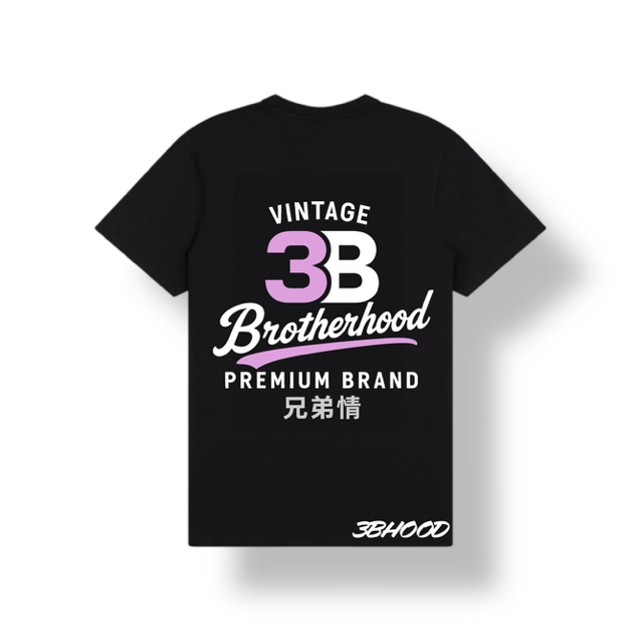 3B Vintage T Shirt (Black Pink)