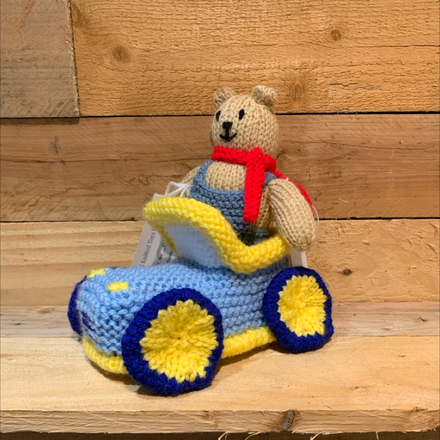 Knitted Teddy and Car 