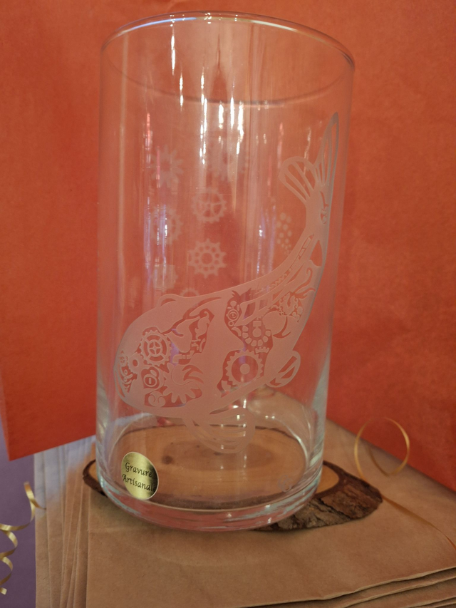 Vase verre Poisson Rouages Steampunk