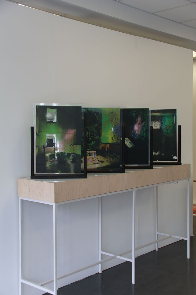 Transient Luminescence Acrylic CMYK screen prints on A2 4mm float glass