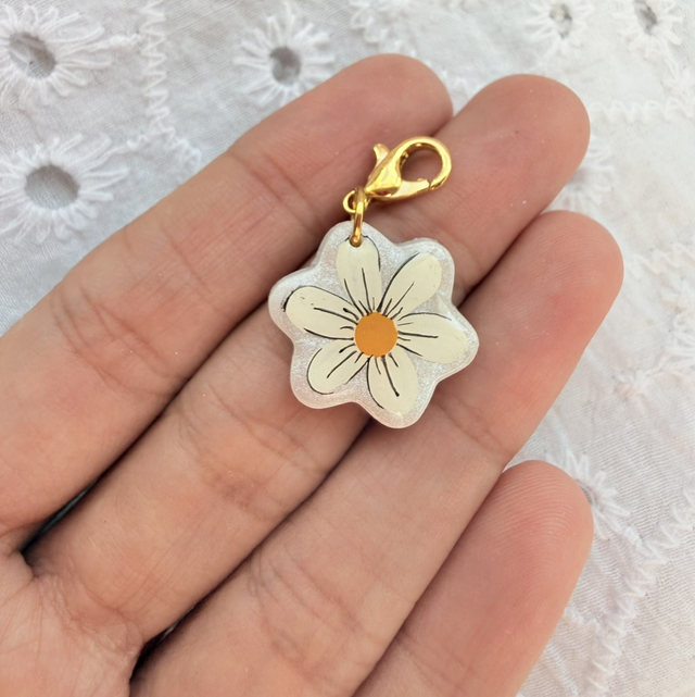 White Blossom Flower Charm