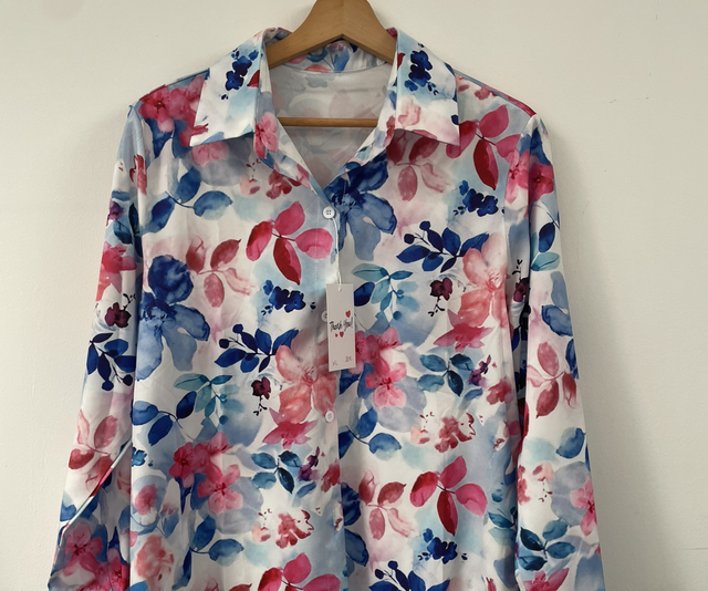 Chemise florale bleu 